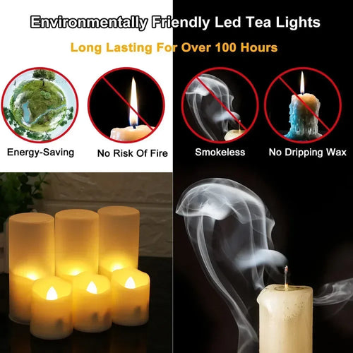 6Pcs Rechargeable LED Candle Timer Remote Flickering Flames Candles Tealights USB Charger Candle for Wedding Birthday Christmas