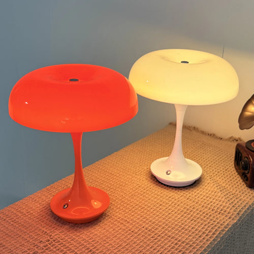 Mushroom Table Lamp, Touch Control 3 Color Dimmable, Cordless Rechargeable Plastic LED Night Light, Adjustable Brightness Bedsid
